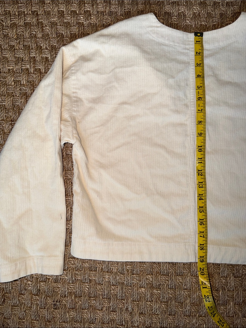 Madewell V-Neck Boxy Cotton Corduroy Pullover Top in Cream sz M - Picture 8 of 10